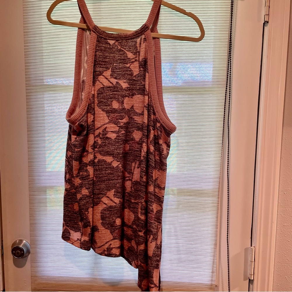 Market & Spruce Pink & Brown Asymmetrical Racer Style Tank Top Women's Size XXL